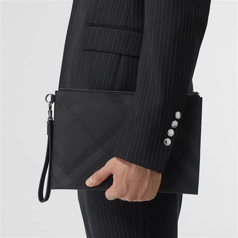 burberry london check and leather zip pouch|Check Zip Pouch in Charcoal .